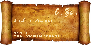 Orsós Zsanna névjegykártya