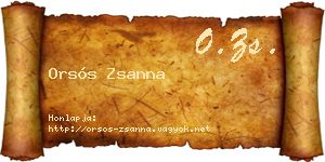 Orsós Zsanna névjegykártya